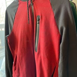 Men’s red and black Express zip up hoodie small